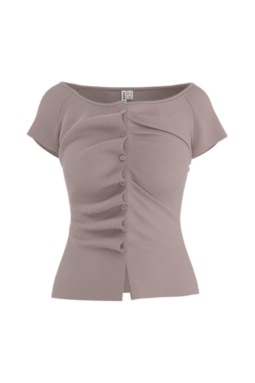 Hypedrop - Hdkira Ss Gathered Cardigan Knit 32000834 - 5191859 - Moon Rock