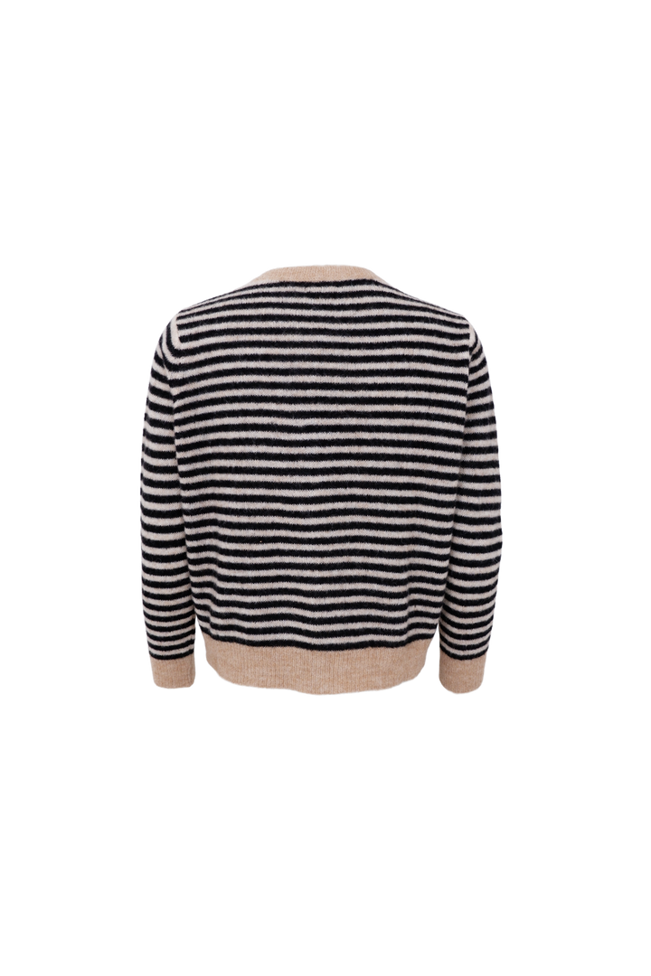 Black Colour - Bcdell Striped Knit Cardigan 1245 - Black