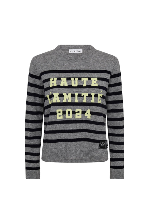 Haute L'Amitié - Cash Ls Stripe Logo Knit HL10261 - Light Grey Melange