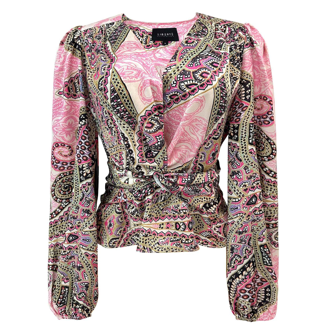 Liberte - Tiki Ls Twist Blouse 22120 - Pink Scarf