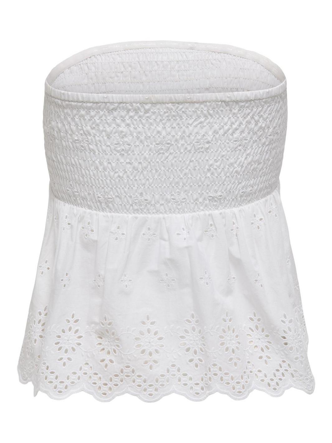 Only - Onllou Life Emb Bandeau Top - 4802409 Bright White W. Bright White Emb