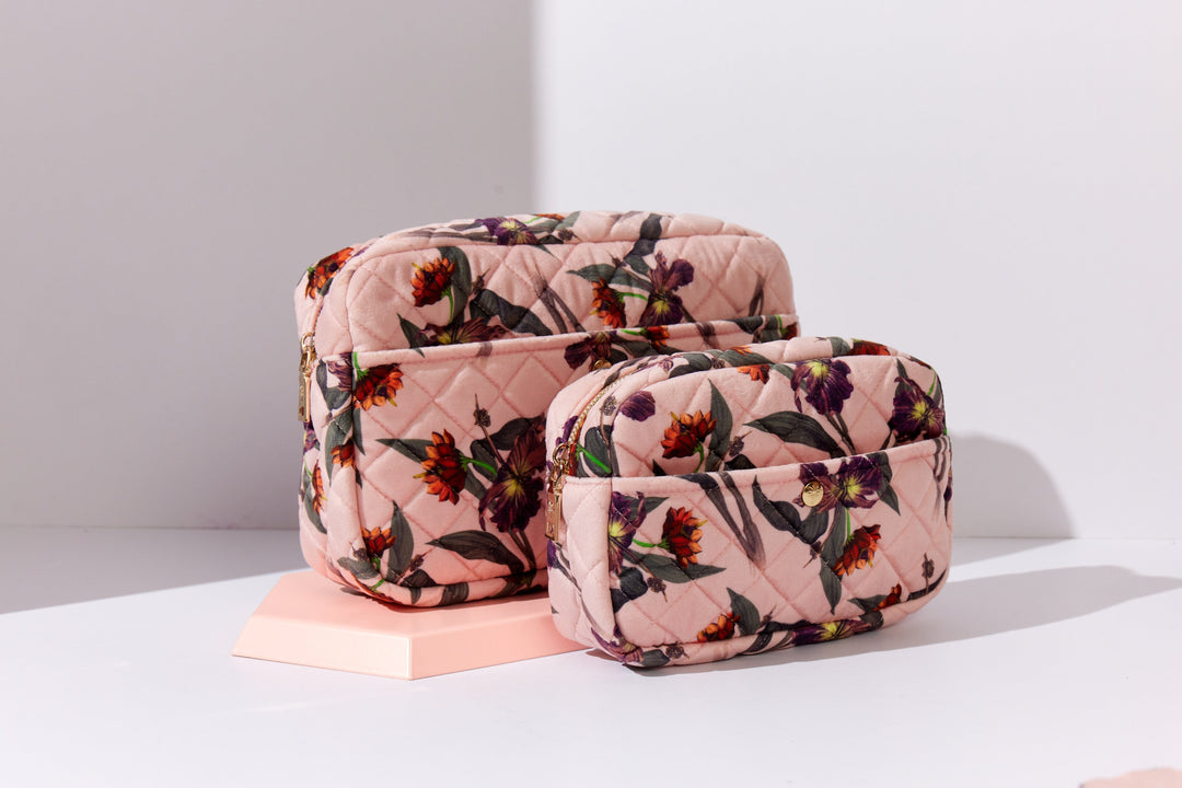 Fan Palm - Beauty Bag Velvet - Rose Hibiscus Toilettasker 