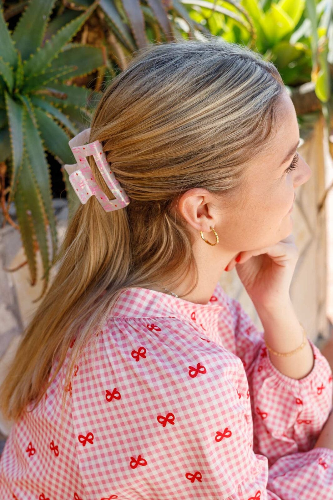 Black Colour - Bcberlin Bow Hair Claw 5946 - Pink Bow