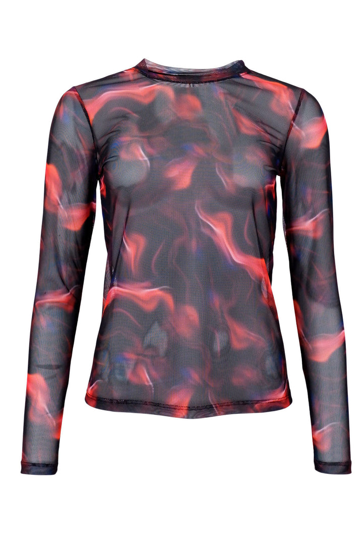 Forudbestilling - Black Colour - Bcflorence Mesh Blouse - Blurry Red (2022-08-31) Bluser 
