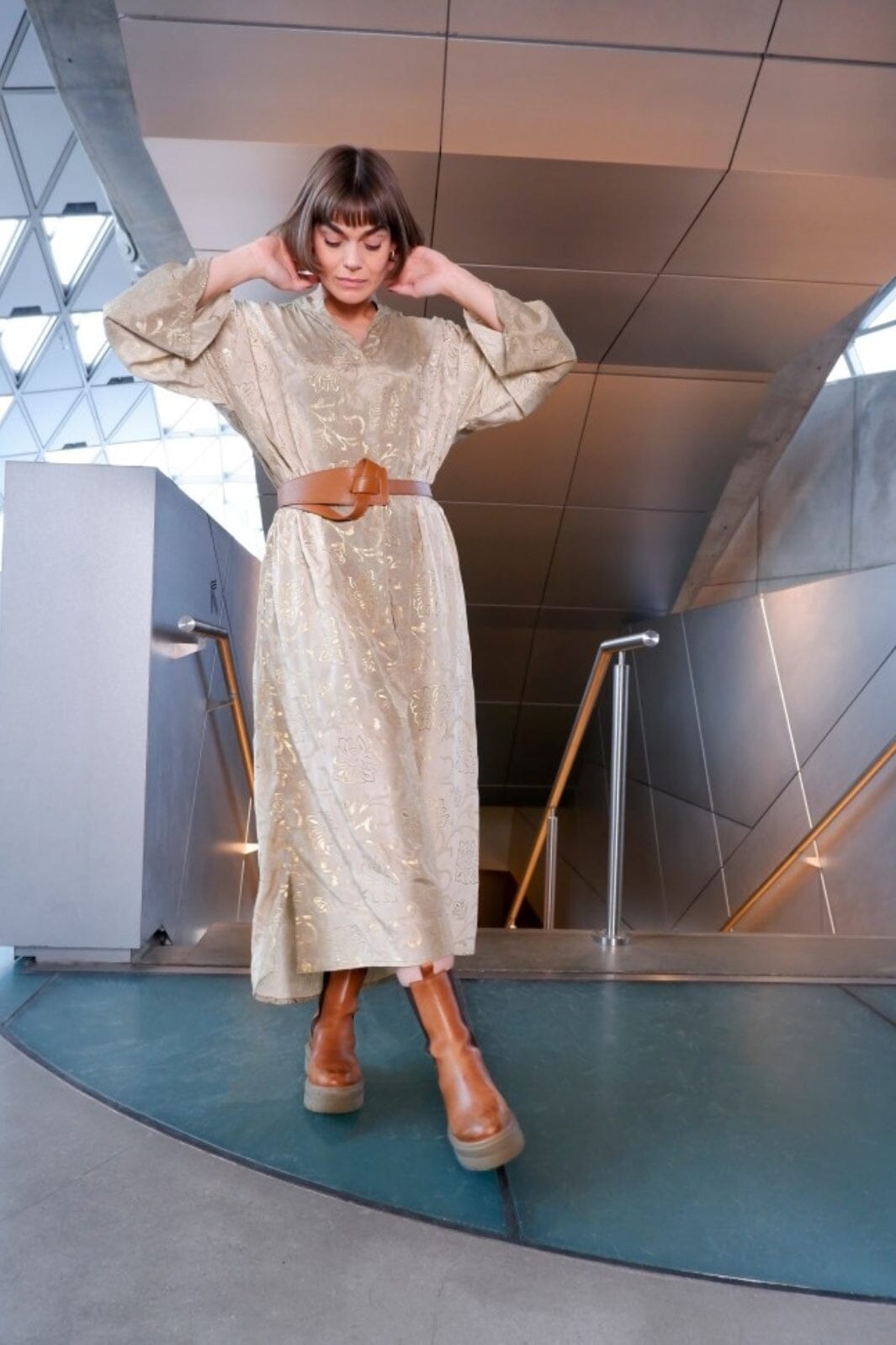 Forudbestilling - Black Colour - Bcluna Dakota Kaftan Dress - Golden Poetic - (Marts) Kjoler 