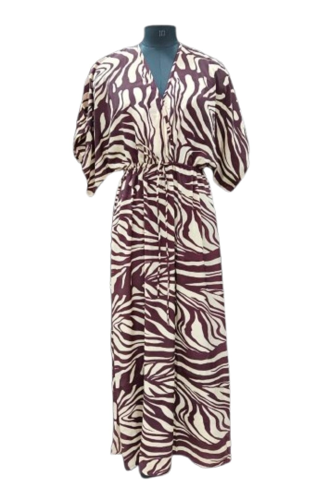 Black Colour - Bcluna Long V-Neck Dress 39215 - Berry Zebra