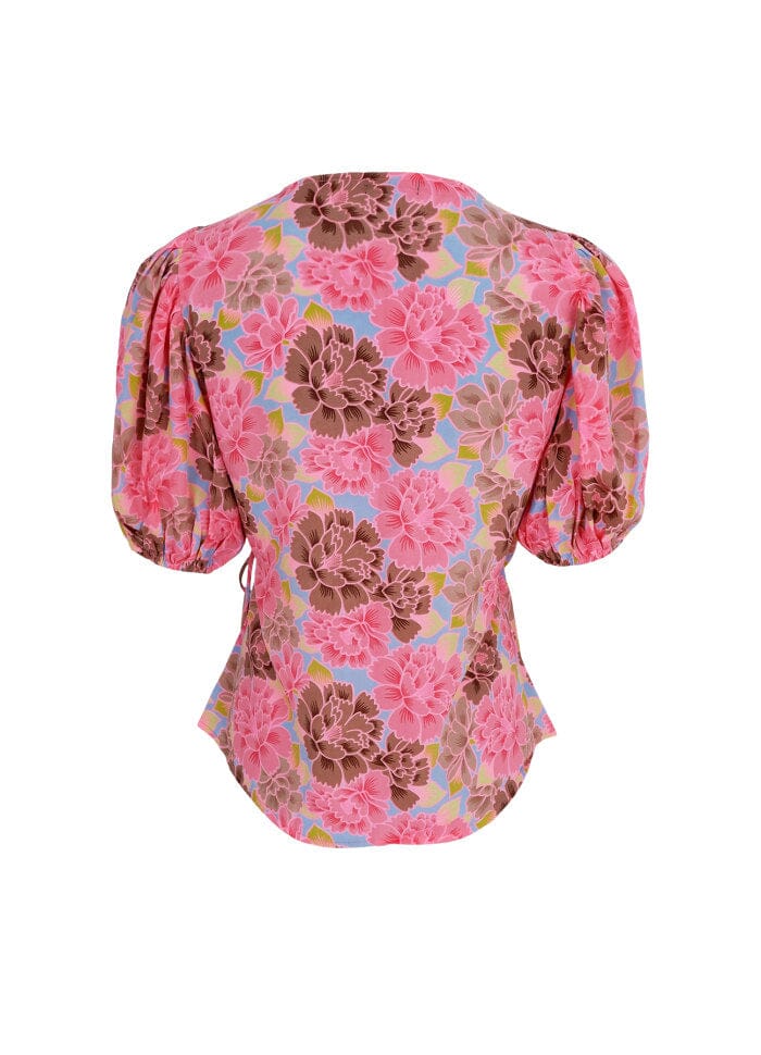 Forudbestilling - Black Colour - Bcluna Puff Sleeve Wrap Blouse - Blossom Candy Bluser 