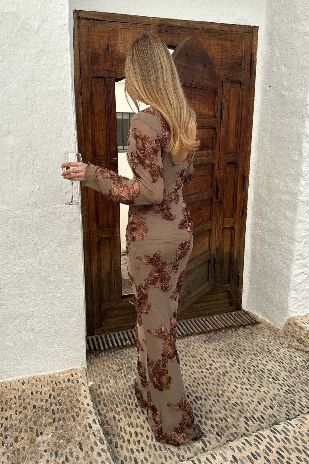 Forudbestilling - BYIC - Floraic Mesh Dress A23862 - Mocca Flower Kjoler 