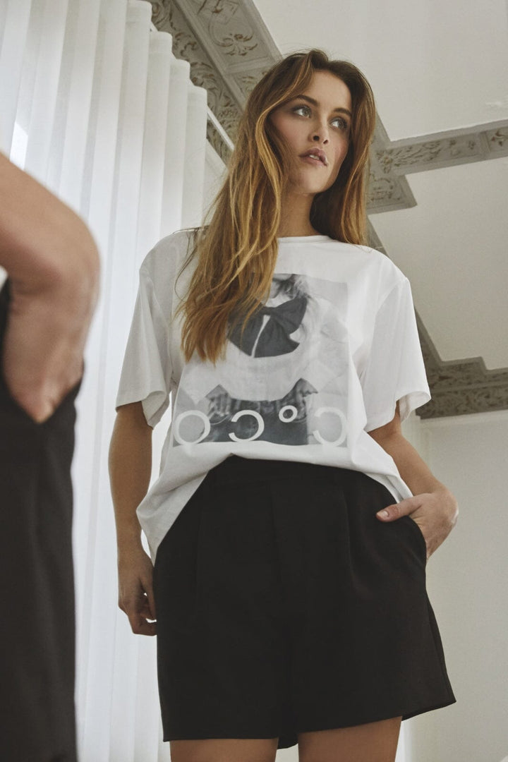 Forudbestilling - Co´Couture - Siaracc Bow Oversize Tee 33163 - 4000 - White T-shirts 
