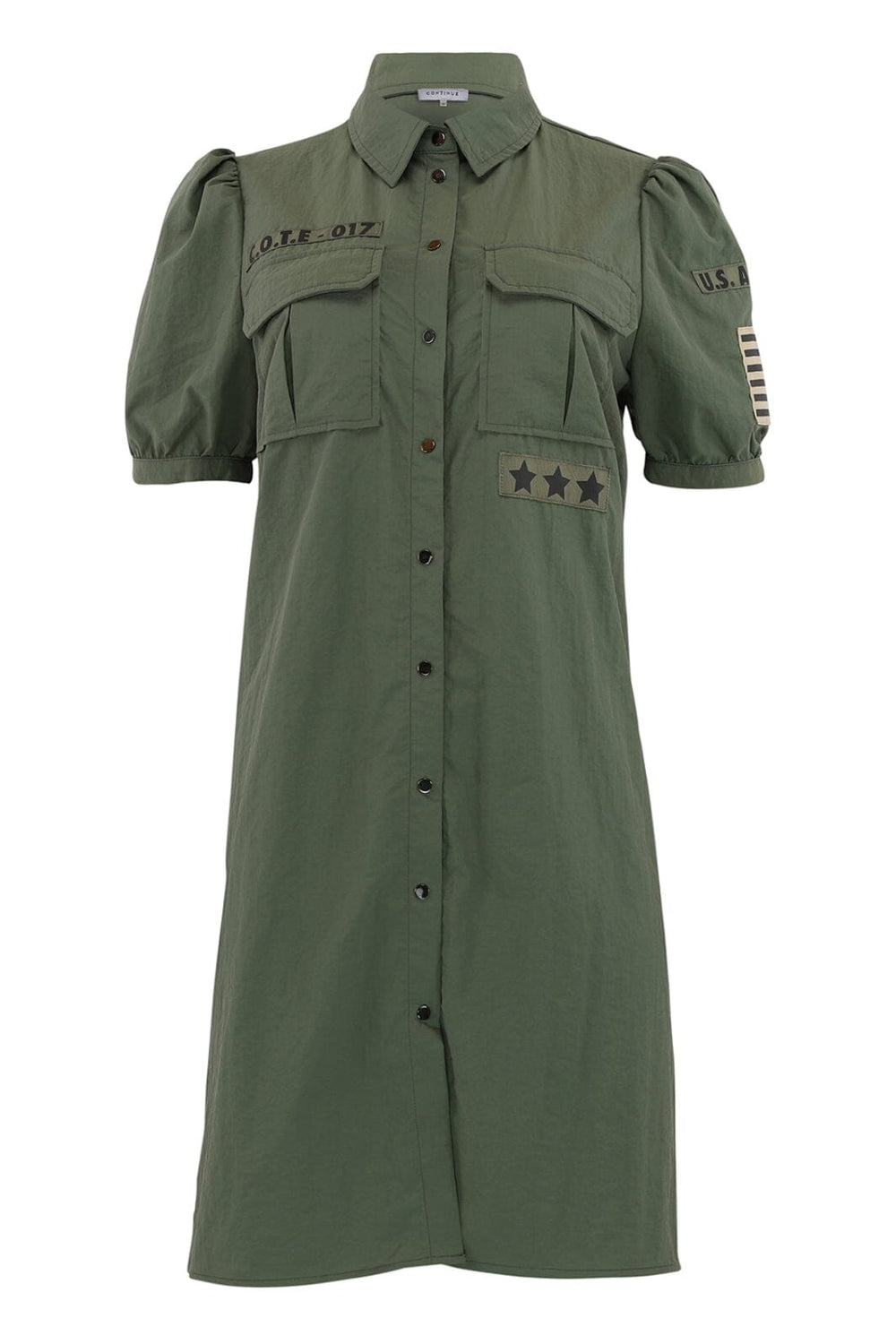 Forudbestilling - Continue - Milli Patch Dress Ss - Army (Juni) Kjoler 