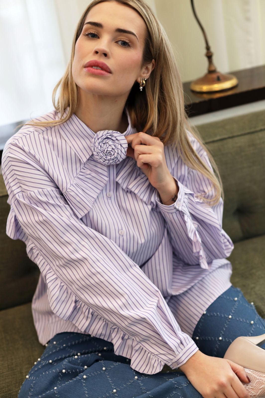 Forudbestilling - Cras - Blooming Shirt - 8071 8071 Purple Stripe Skjorter 