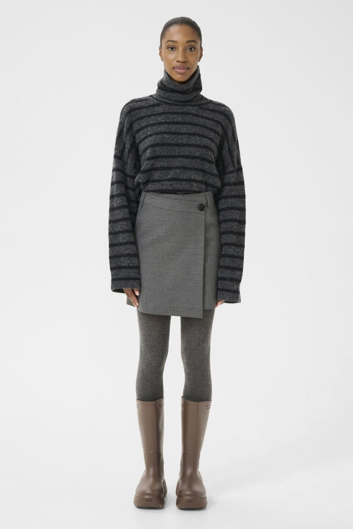 Gestuz - Gzpaula Melange Wrap Skirt 10910495 - 100494 - Dark Grey Melange