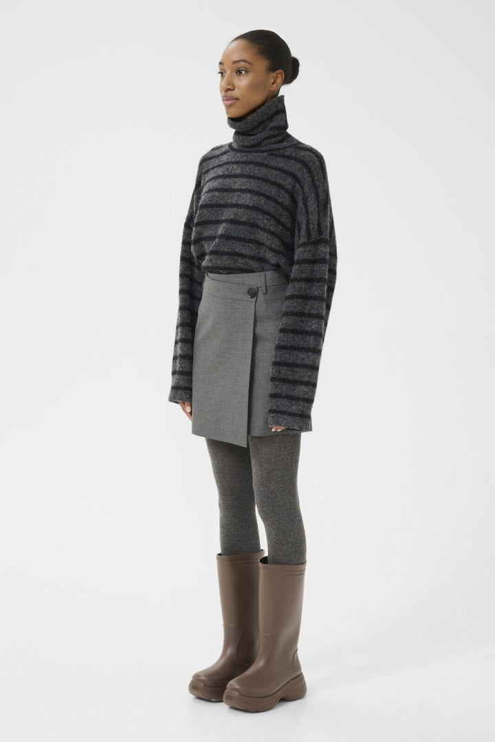 Gestuz - Gzpaula Melange Wrap Skirt 10910495 - 100494 - Dark Grey Melange