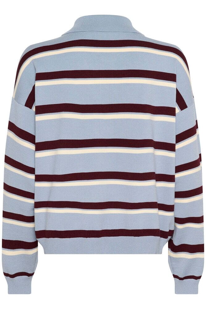 Forudbestilling - Gestuz - Gztaia Polo Pullover 10910693 - 108877 - Grey Blue/Aronia/Egret Strikbluser 