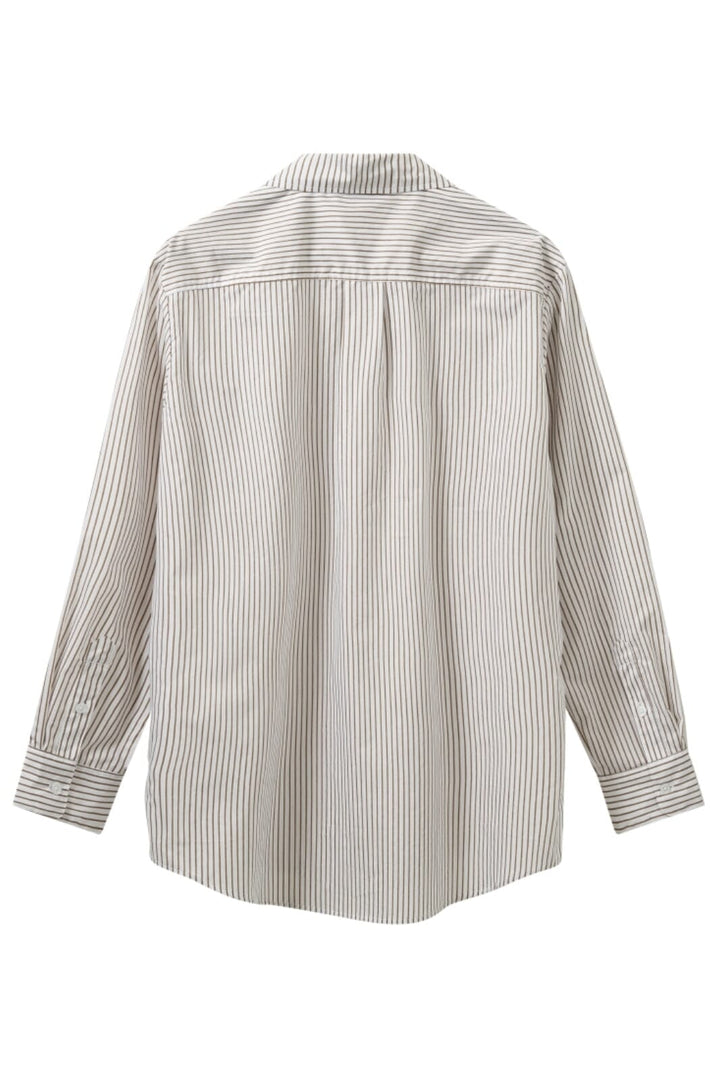 H2O - Rønne Essential Pajamas Shirt L/S 101018-2 - 7043 - White/Brown