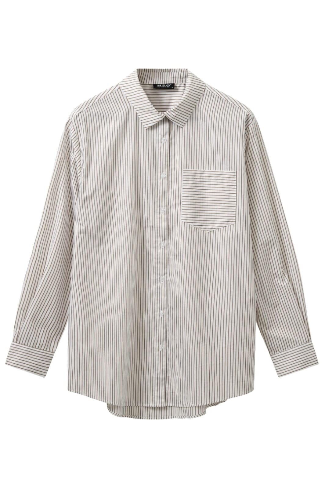 H2O - Rønne Essential Pajamas Shirt L/S 101018-2 - 7043 - White/Brown