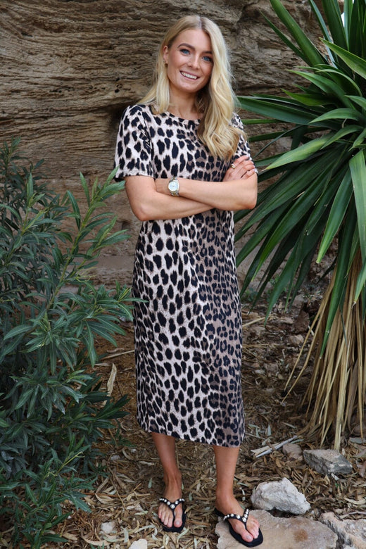 Liberte - Alma-Tshirt-Dress 9562 - Big Lux Leo Fossil