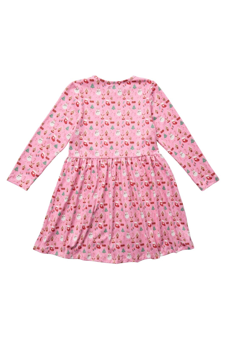 Forudbestilling - Liberté Ami - Alma-Ls-Babydoll-Dress (Kids) - Christmas Time Pink X-Mas23 Kjoler 