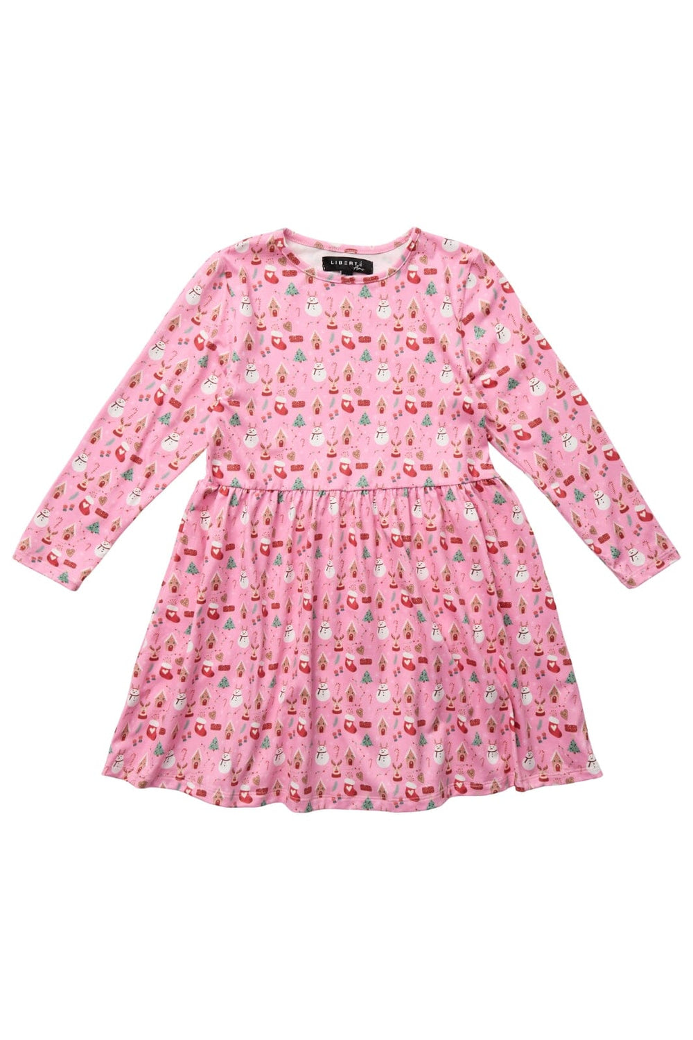 Forudbestilling - Liberté Ami - Alma-Ls-Babydoll-Dress (Kids) - Christmas Time Pink X-Mas23 Kjoler 