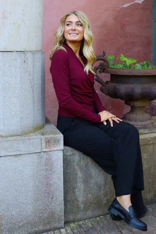 Forudbestilling - Liberte - Ea Ls Wrap Blouse 22258 - Bordeaux