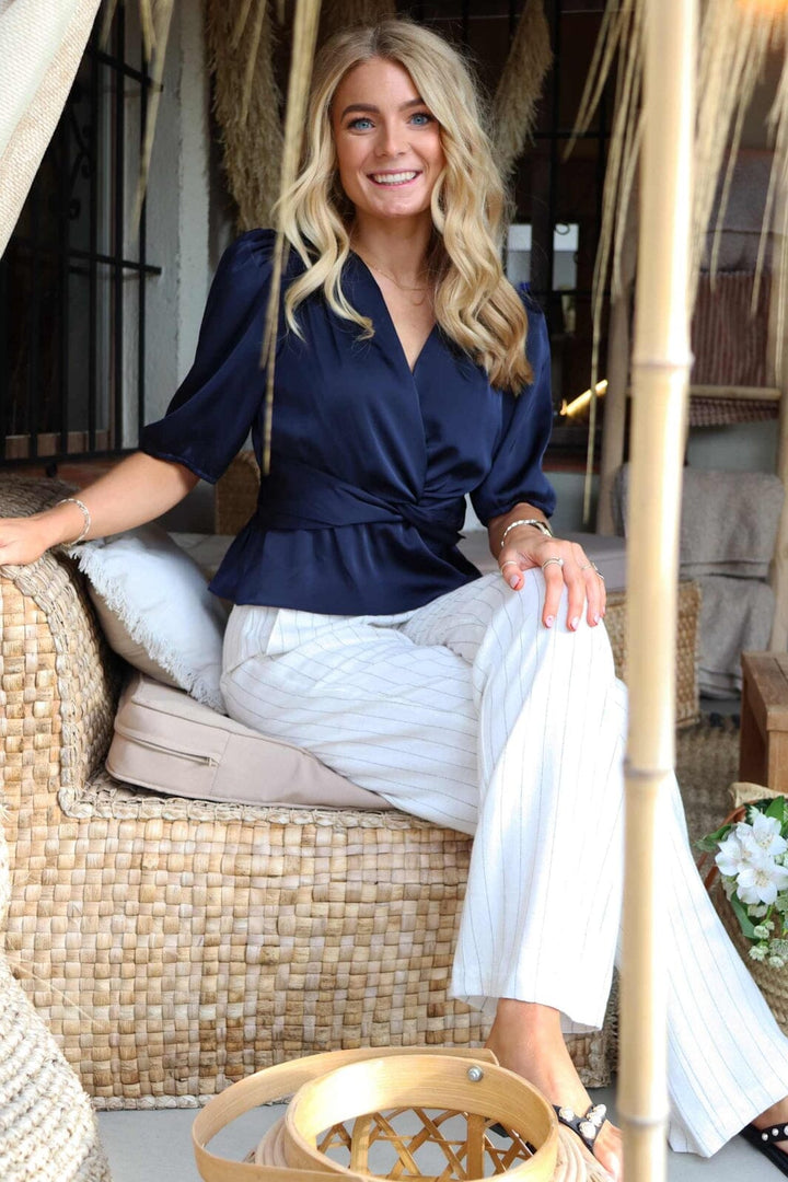 Liberte - Neo-Pants 22199 - Nature Pinstripe