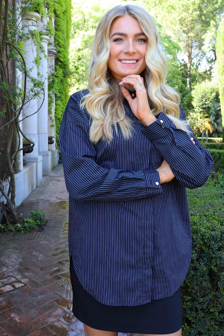 Forudbestilling - Liberte - Sara Ls Shirt 21223 - Black White Pinstripe