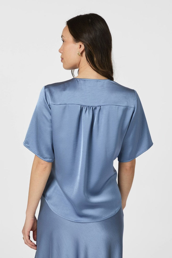 Neo Noir - Casadia Heavy Sateen Blouse 165695 - 407 - Smoke Blue