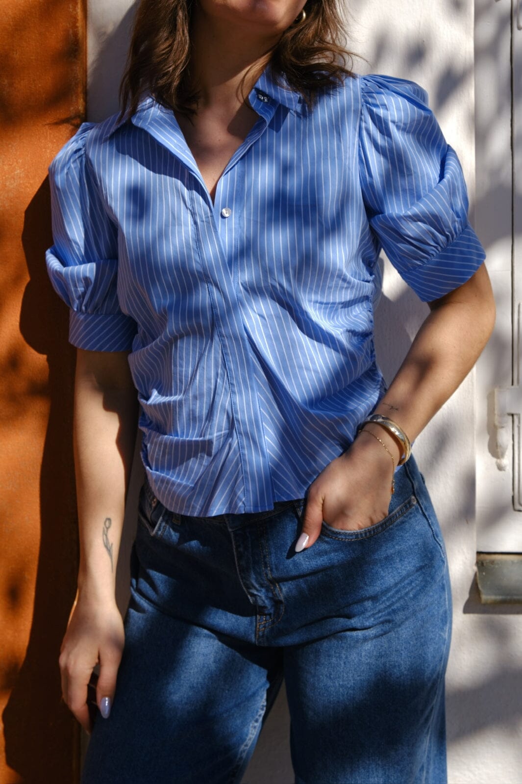 Forudbestilling - Neo Noir - Frannie Stripe Shirt 165556 - 145 - Light Blue Skjorter 