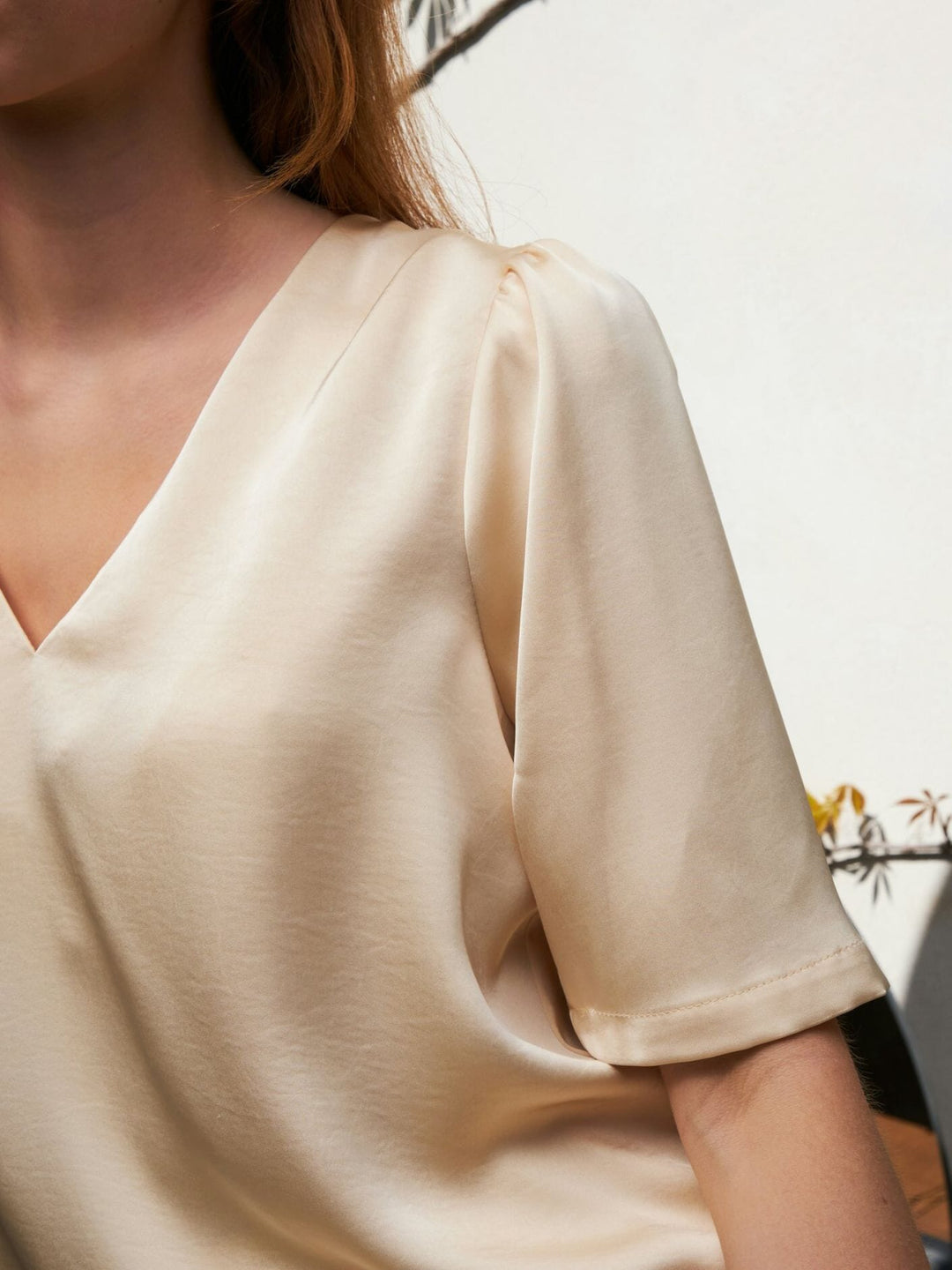 Forudbestilling - Neo Noir - Largo Heavy Sateen Blouse 160108 - 191 - Light Yellow Bluser 