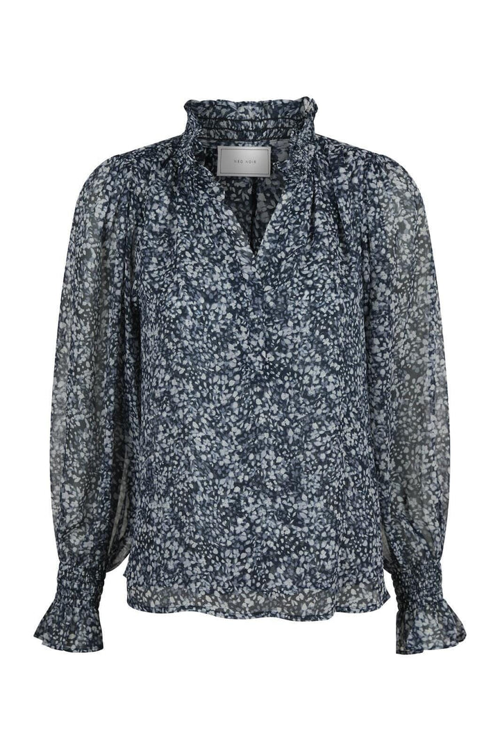 Neo Noir - Leia Flower Graphic Blouse - Navy