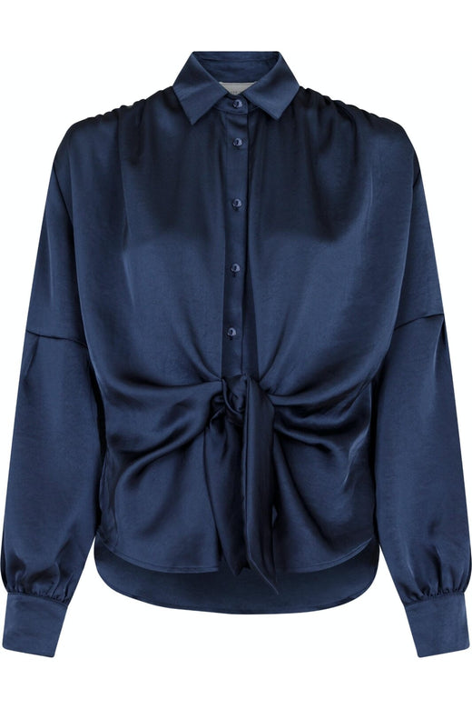 Forudbestilling - Neo Noir - Naja Satin Shirt - Midnight Blue Skjorter 