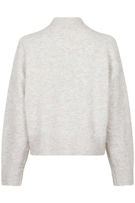 Forudbestilling - Neo Noir - Paulina Knit Blouse - Beige Melange Strikbluser 