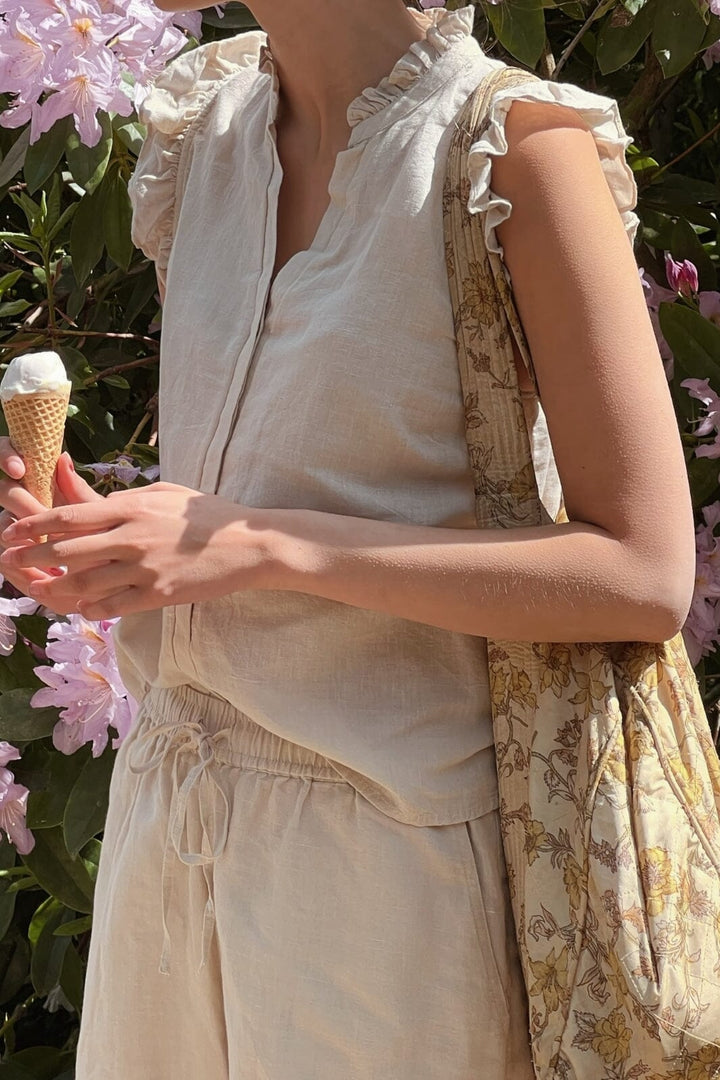 Forudbestilling - Neo Noir - Siona Linen Top - Sand Bluser 