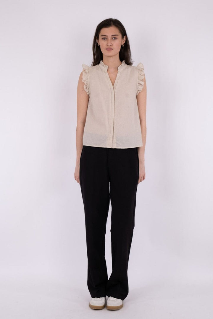 Forudbestilling - Neo Noir - Siona Linen Top - Sand (Juni) Bluser 