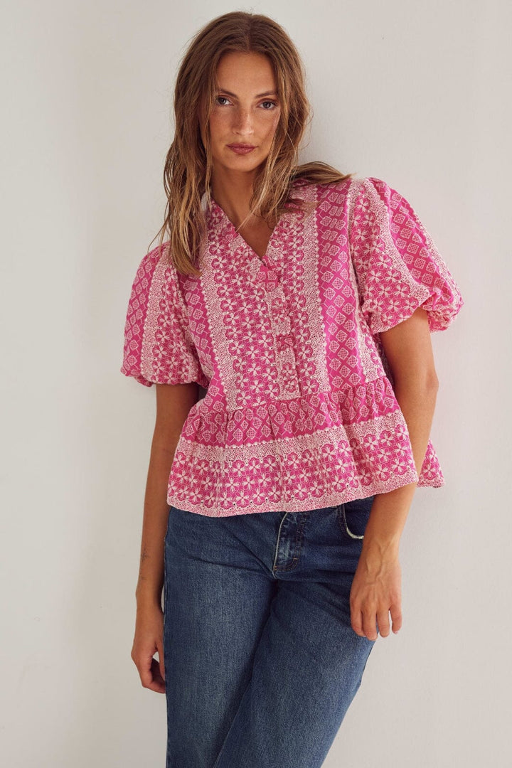 Noella - Lorraine Blouse 13380002 - 1330 - Pink Sugar Combo