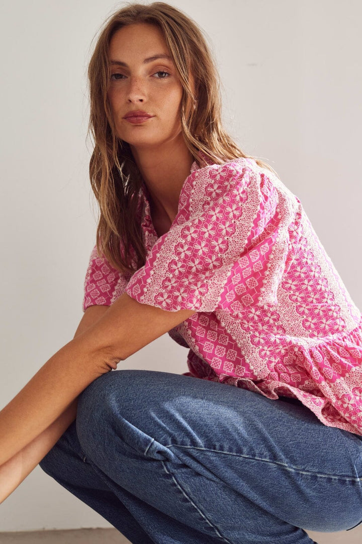 Noella - Lorraine Blouse 13380002 - 1330 - Pink Sugar Combo