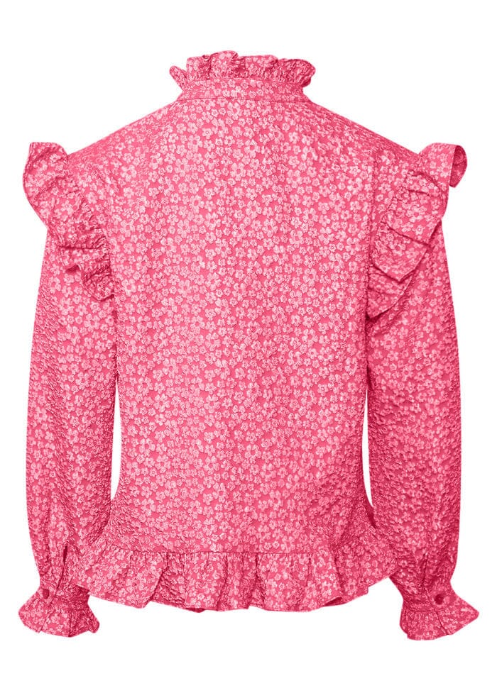 Forudbestilling - Noella - Reno Ruby Ruffle Blouse - 031 Bright Pink Bluser 