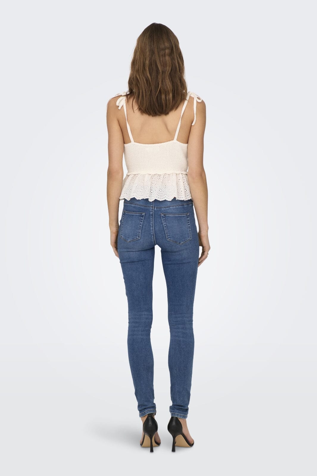 Forudbestilling - Only - Onlkristin Life Sl Short Mix Top Knt - 4209293 Cloud Dancer