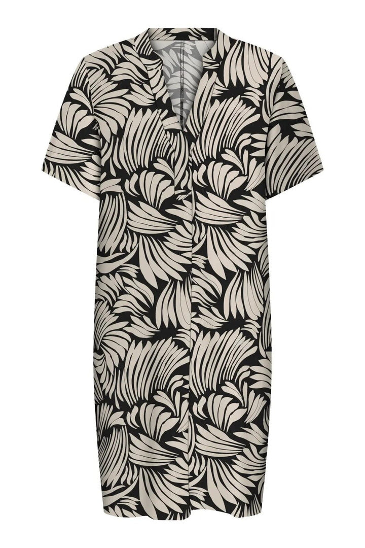 Forudbestilling - Only - Onlsusi Life Ss V-Neck Tunic Dress Wnn - 4881760 Black Sway Leaves