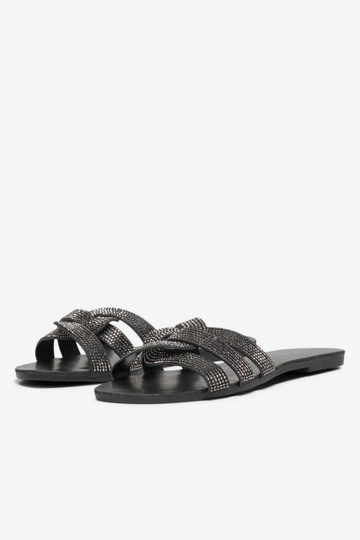 Only Shoes - Onlfeli-5 Pu Bling Slip On Sandal - 4674034 Black