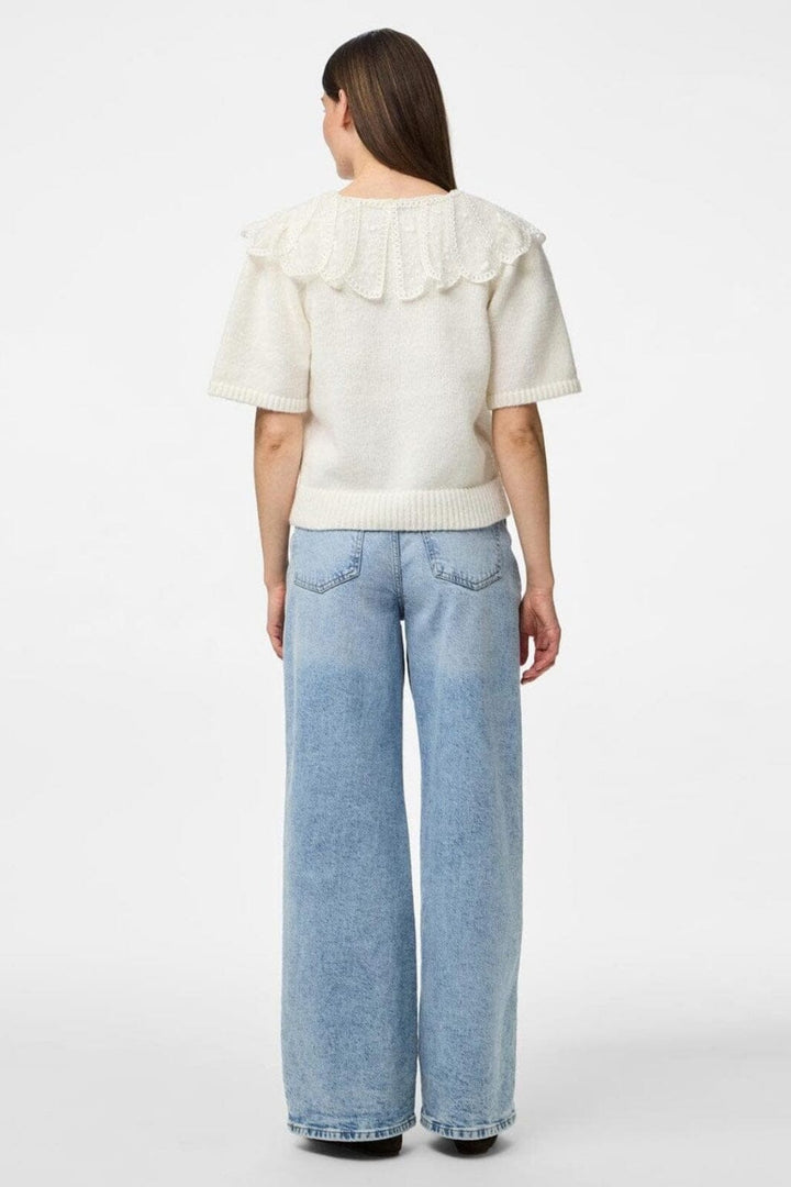 Pieces - Pcabby Ss Lace Collar Knit Cardigan Fsy - 4900923 Cloud Dancer