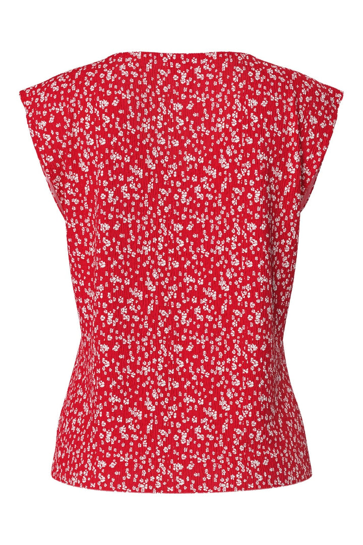 Forudbestilling - Pieces - Pcflora Ss V-Neck Top - 4699179 Lollipop Small Flower