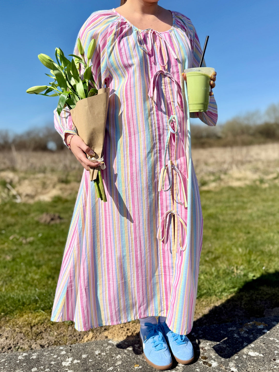 Forudbestilling - Sissel Edelbo x Molly&My - Stinne Dress SE 1724 - Pink Stripes Kjoler 