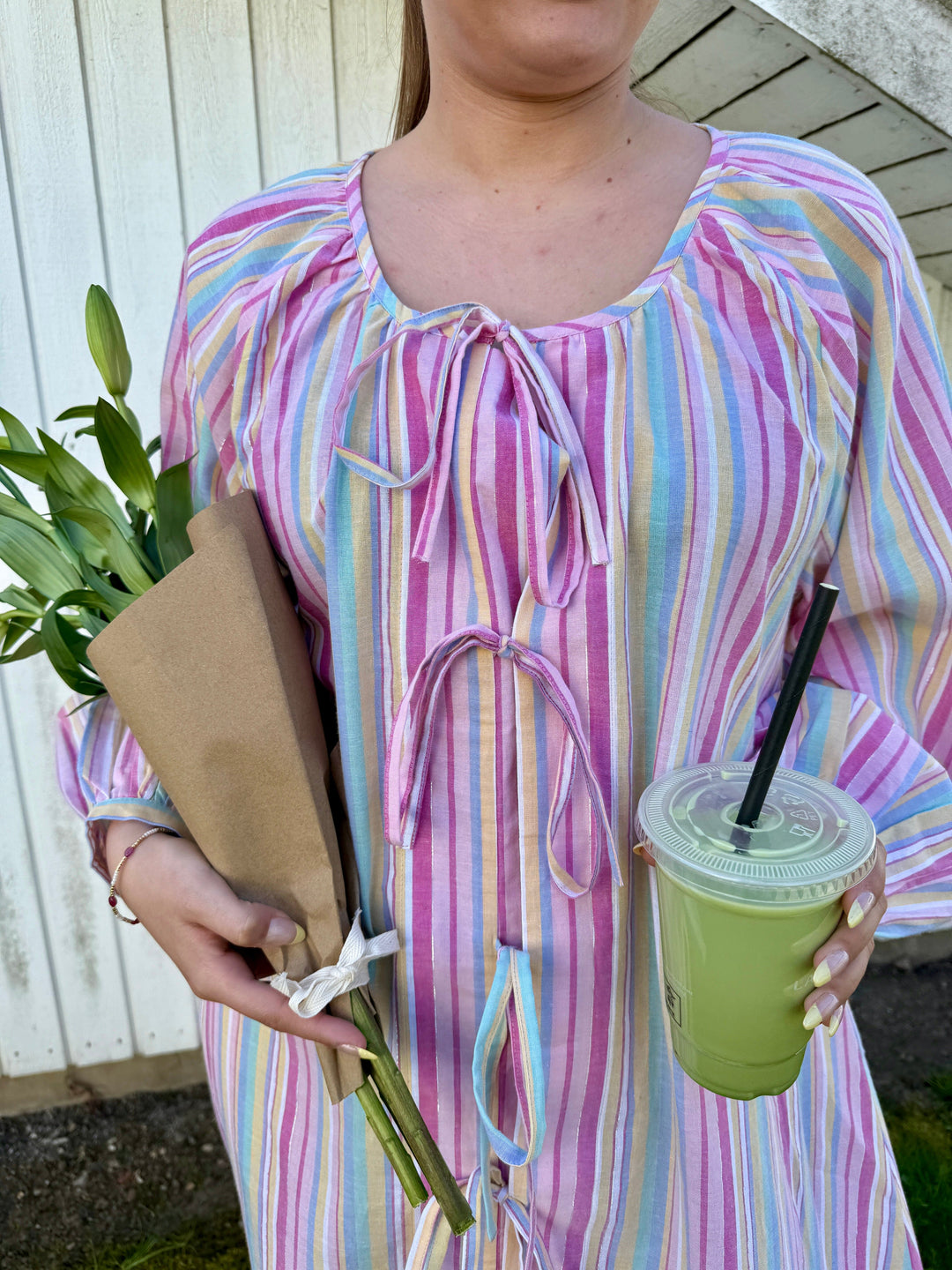 Forudbestilling - Sissel Edelbo x Molly&My - Stinne Dress SE 1724 - Pink Stripes Kjoler 