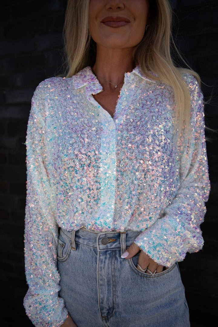 Forudbestilling - Valentin Studio - Classy Sequins Shirt - offwhite Skjorter 