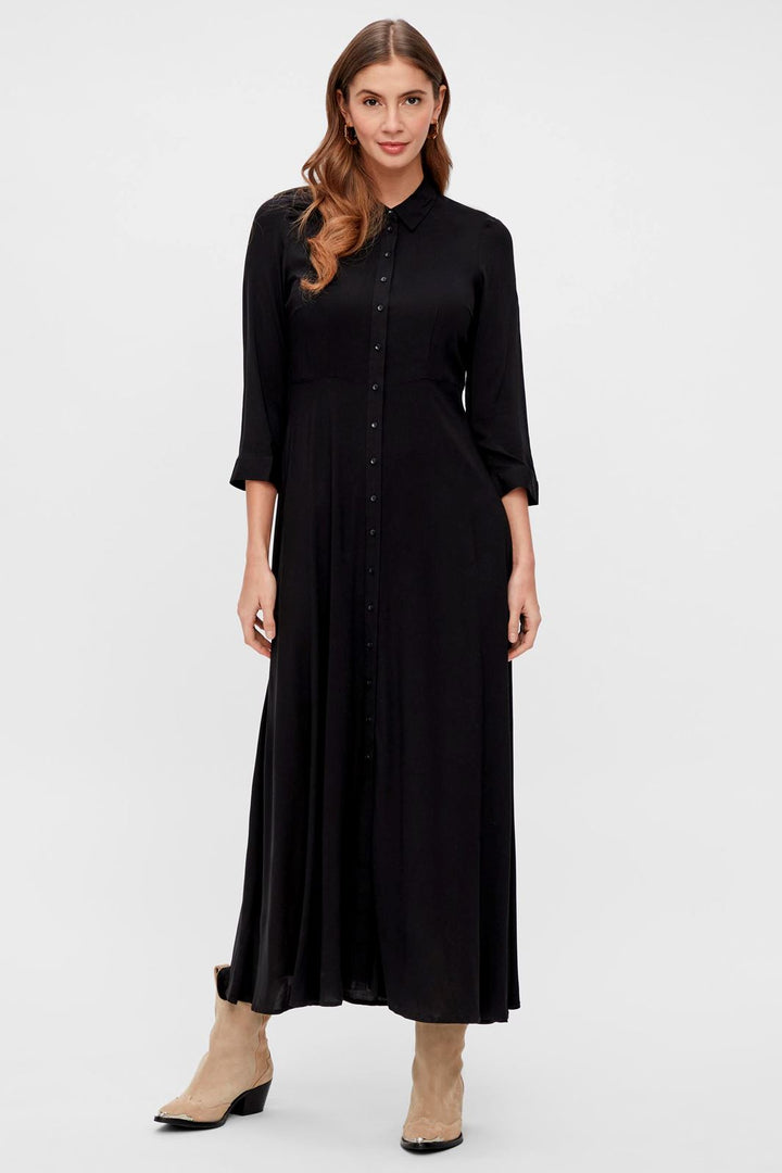 Forudbestilling - Y.A.S - YasSavanna Long Shirt Dress S. Noos - Black (Januar) Kjoler 