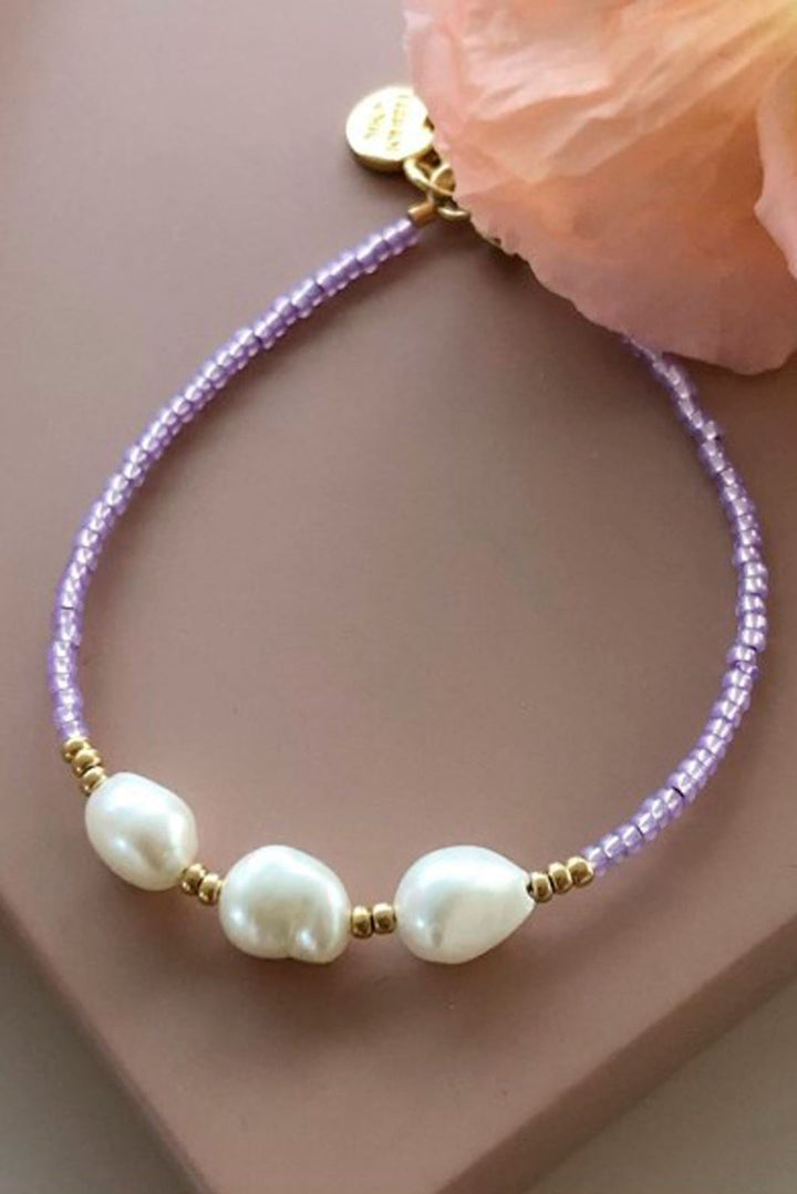 FRIIHOF+SIIG - Pearl Armbånd Armbånd Transparent Lilla 
