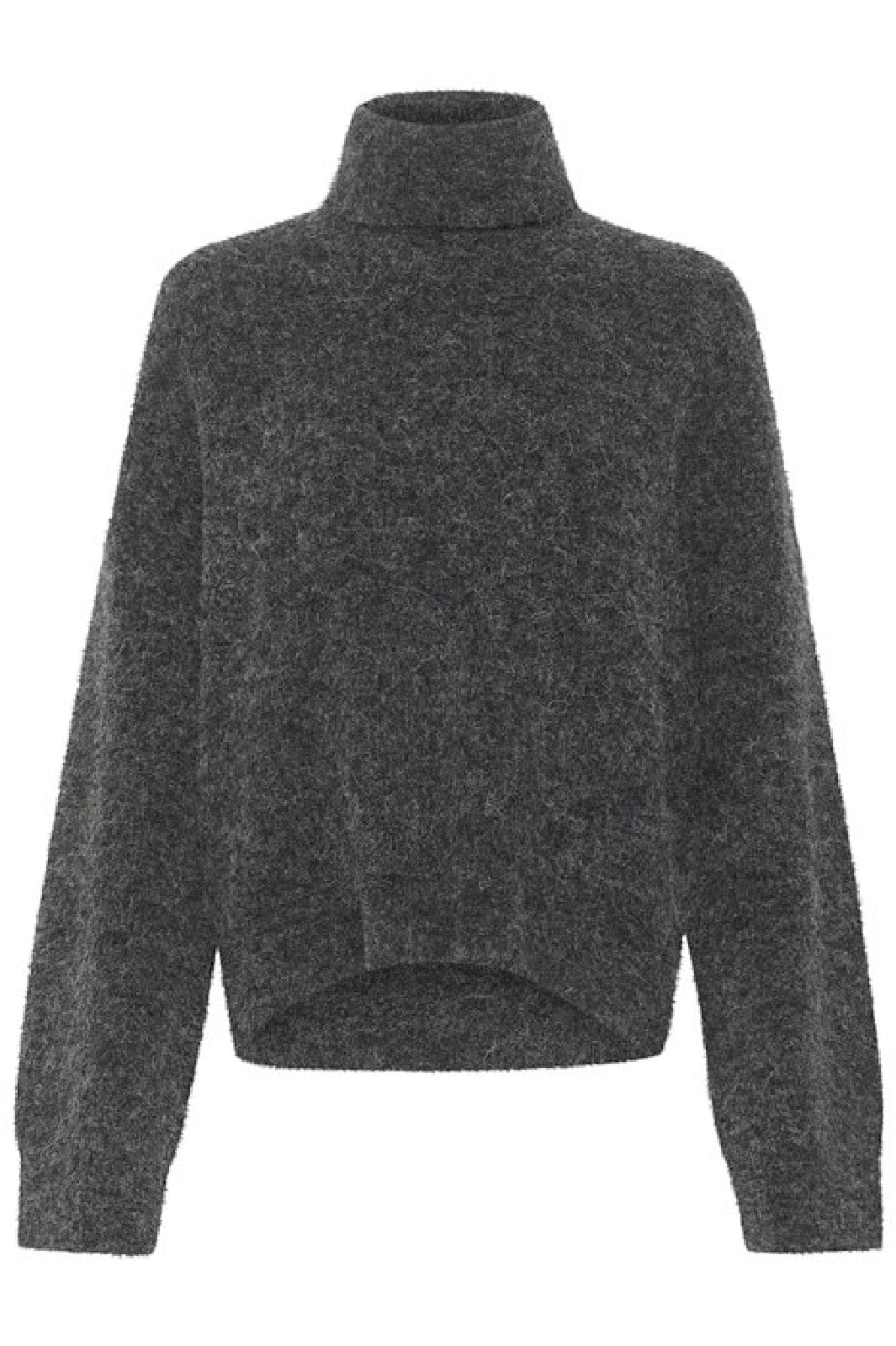 Gestuz - Alphagz Rollneck - 106286 Charcoal Melange Strikbluser 