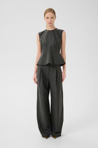 Gestuz - Gzadira Peplum Top 10910709 - 100494 - Dark Grey Melange Bluser 