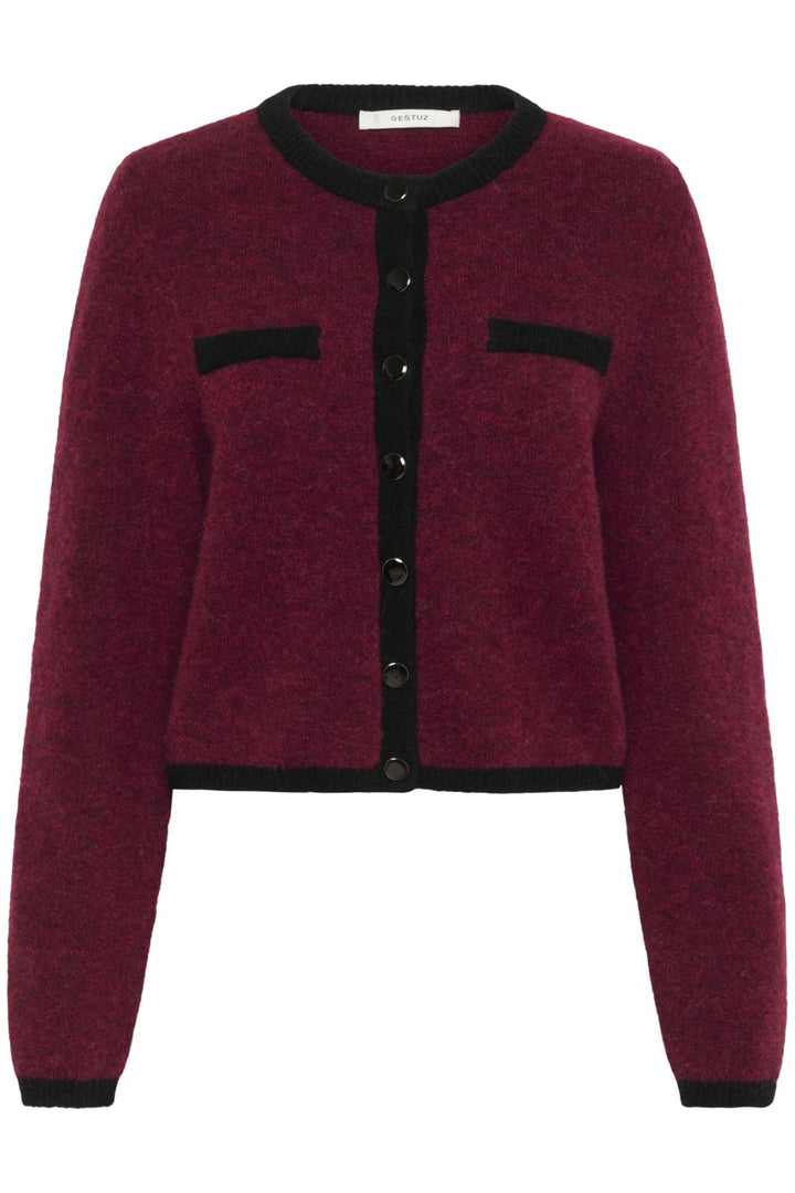 Gestuz - Gzalpha Ls Contrast Cardigan 10910459 - 108773 - Blood Red Melange/Black Cardigans 